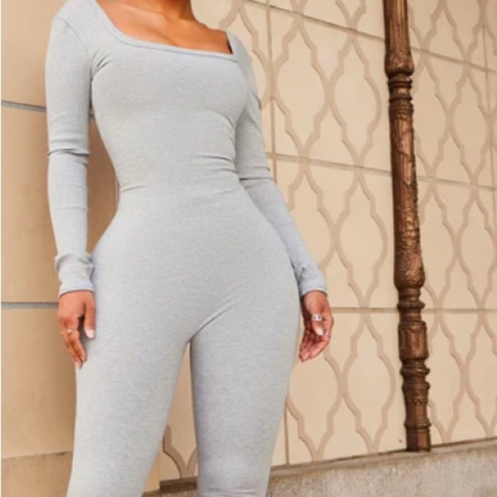 Gray Long Sleeve Jumpsuit